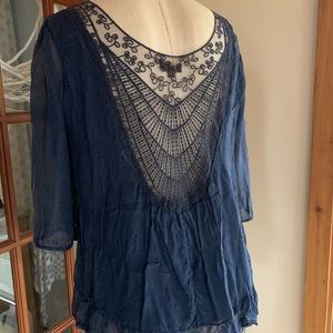 Boho silk & lace back top - Made in Italy